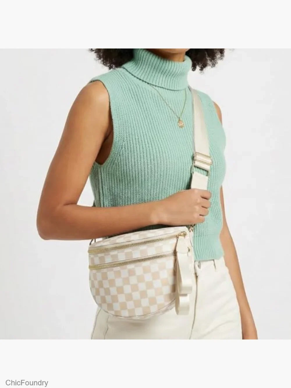 Large Nylon Crescent Crossbody Bum Bag, Sling Belt Bag, Multi-Pocket Shoulder - Picture 2 of 6